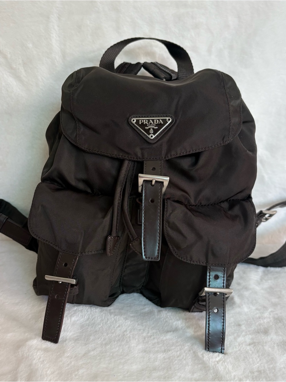 PRADA dark brown Nylon Backpack